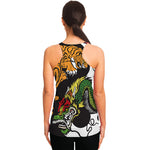 Tiger And Dragon Yin Yang Print Women's Racerback Tank Top