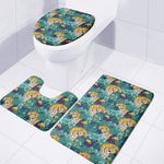 Tiger And Toucan Pattern Print 3 Piece Bath Mat Set
