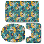Tiger And Toucan Pattern Print 3 Piece Bath Mat Set