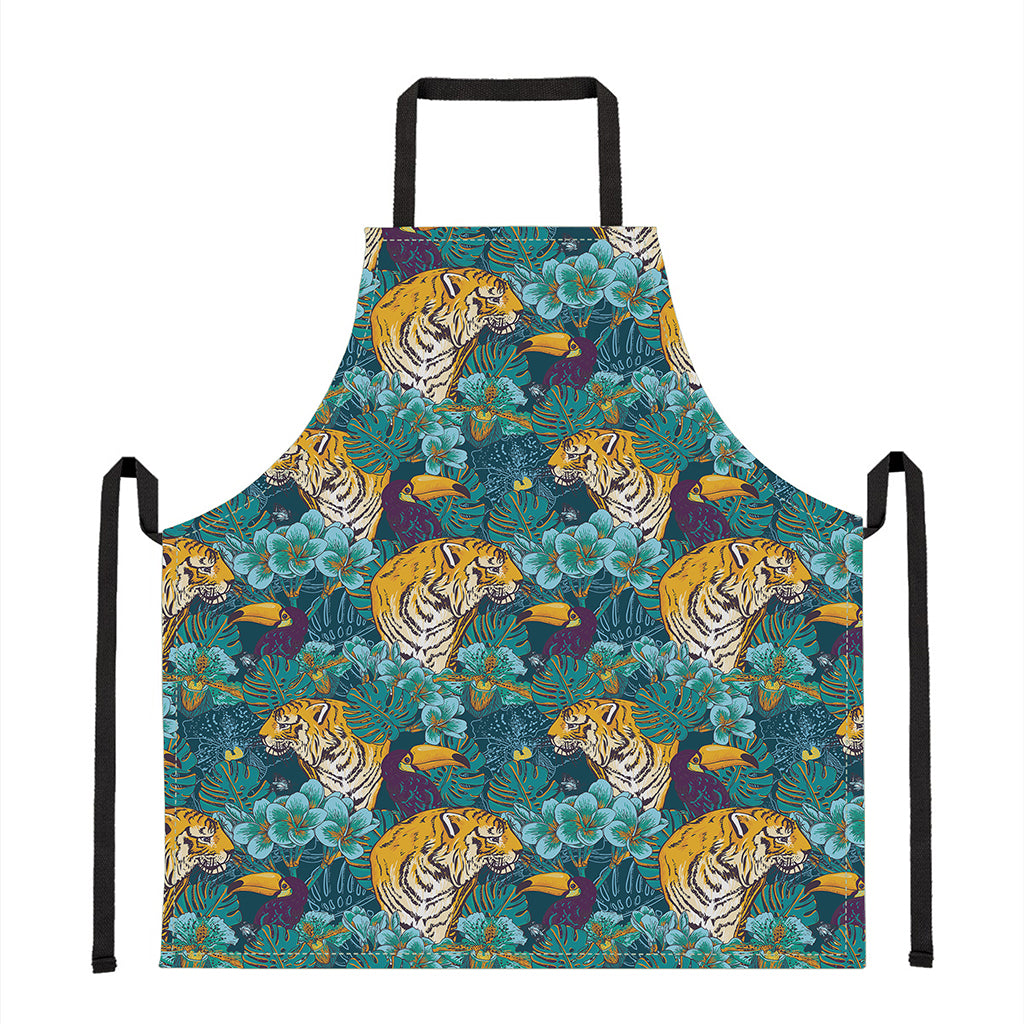 Tiger And Toucan Pattern Print Apron