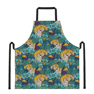 Tiger And Toucan Pattern Print Apron