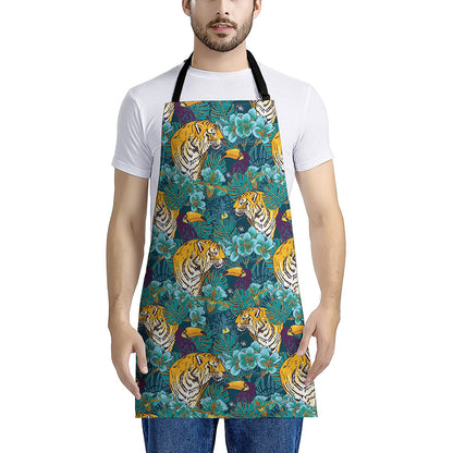 Tiger And Toucan Pattern Print Apron