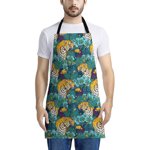 Tiger And Toucan Pattern Print Apron