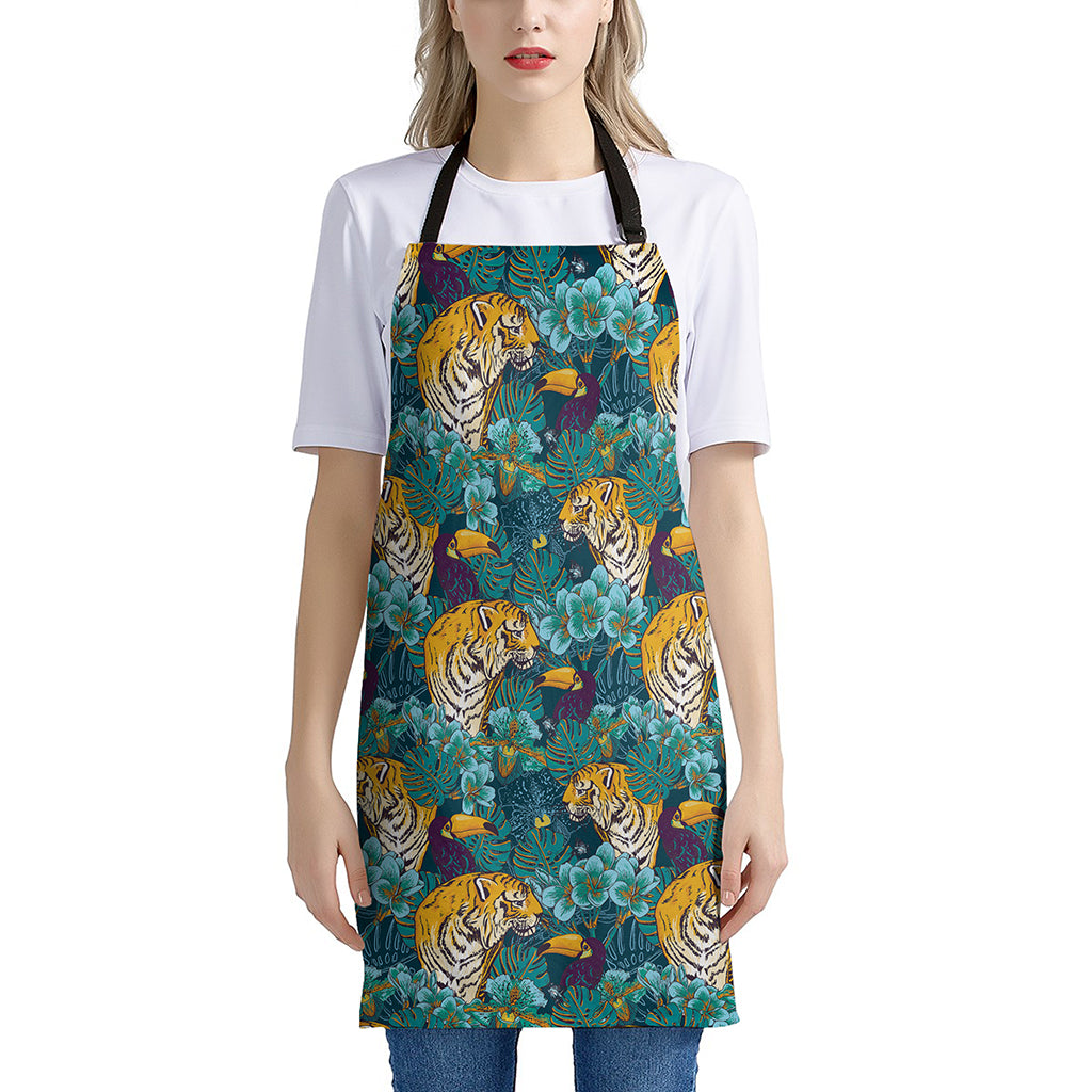 Tiger And Toucan Pattern Print Apron