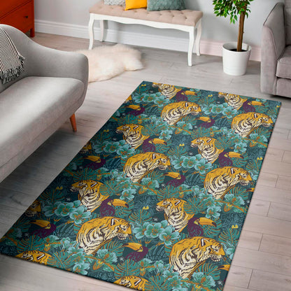 Tiger And Toucan Pattern Print Area Rug