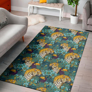 Tiger And Toucan Pattern Print Area Rug