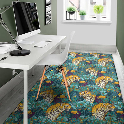 Tiger And Toucan Pattern Print Area Rug