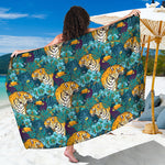 Tiger And Toucan Pattern Print Beach Sarong Wrap