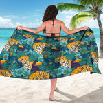 Tiger And Toucan Pattern Print Beach Sarong Wrap