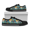 Tiger And Toucan Pattern Print Black Low Top Shoes
