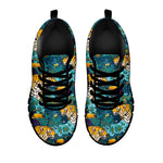Tiger And Toucan Pattern Print Black Sneakers