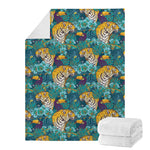 Tiger And Toucan Pattern Print Blanket
