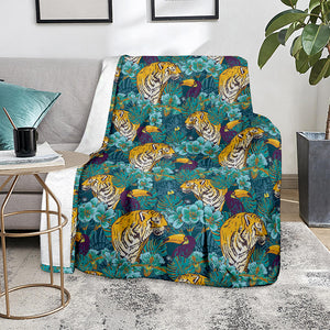Tiger And Toucan Pattern Print Blanket