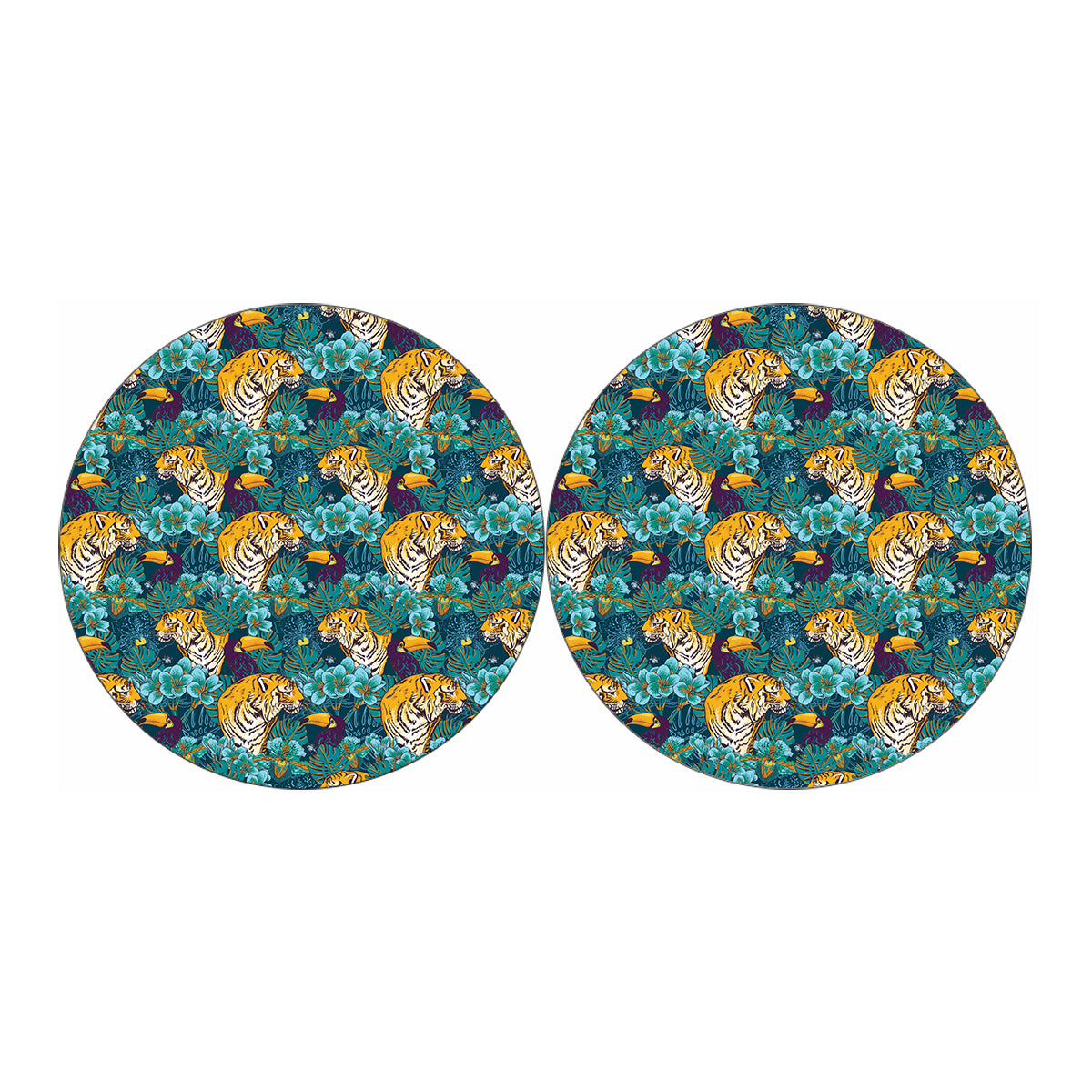 Tiger And Toucan Pattern Print Car Coasters
