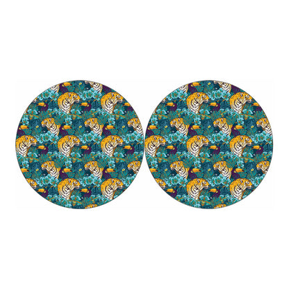 Tiger And Toucan Pattern Print Car Coasters