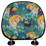 Tiger And Toucan Pattern Print Car Headrest Covers