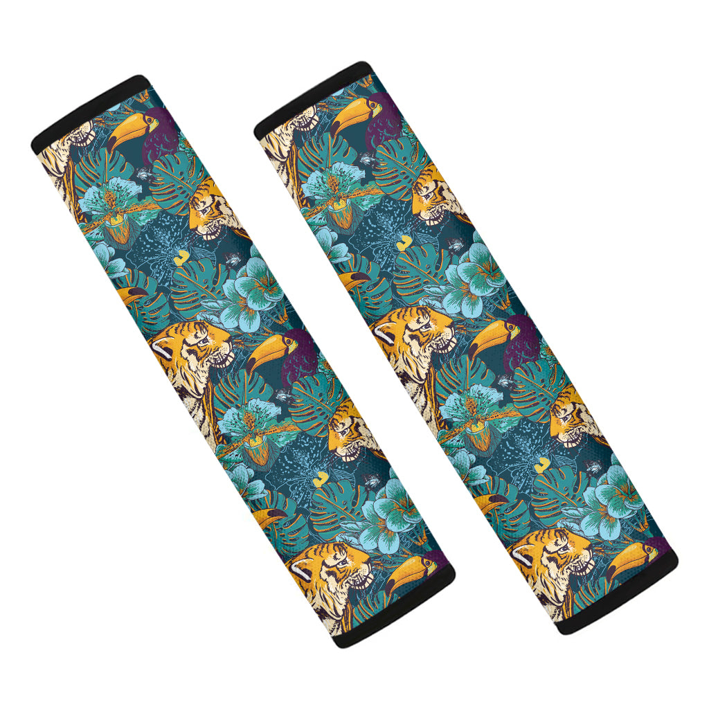 Tiger And Toucan Pattern Print Car Seat Belt Covers