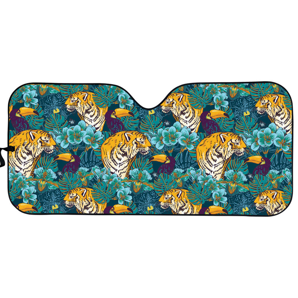 Tiger And Toucan Pattern Print Car Sun Shade