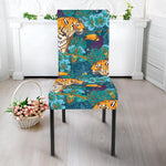 Tiger And Toucan Pattern Print Dining Chair Slipcover