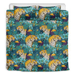 Tiger And Toucan Pattern Print Duvet Cover Bedding Set