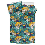 Tiger And Toucan Pattern Print Duvet Cover Bedding Set