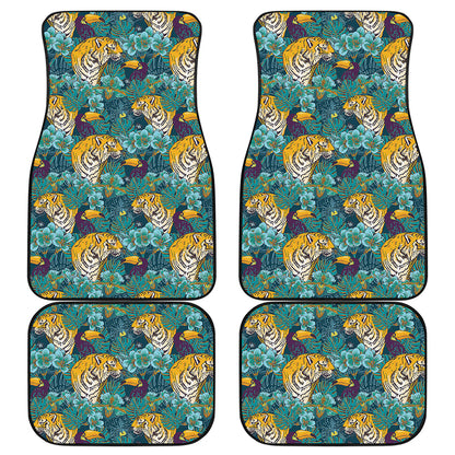 Tiger And Toucan Pattern Print Front and Back Car Floor Mats