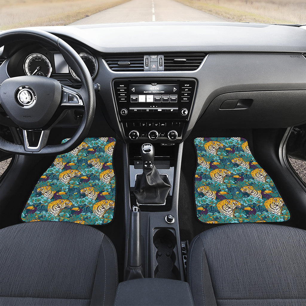 Tiger And Toucan Pattern Print Front and Back Car Floor Mats