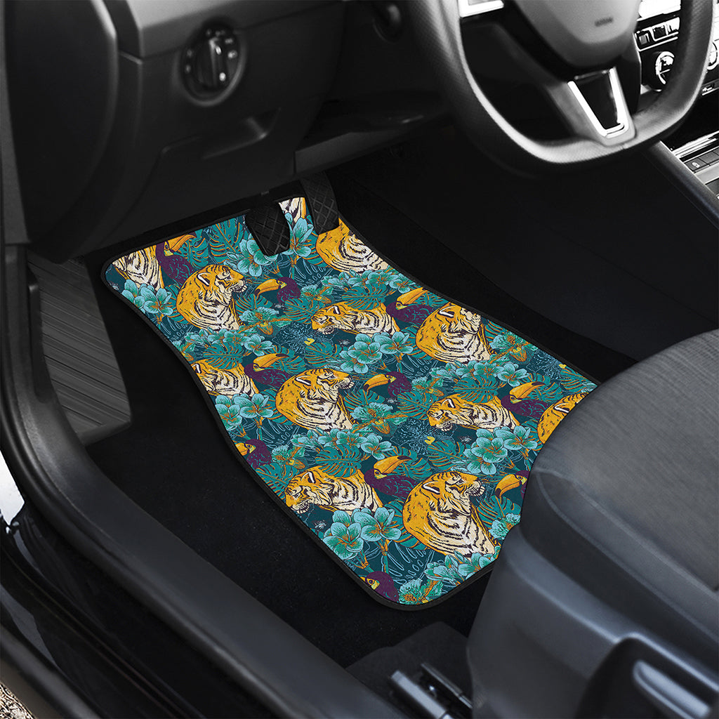 Tiger And Toucan Pattern Print Front and Back Car Floor Mats