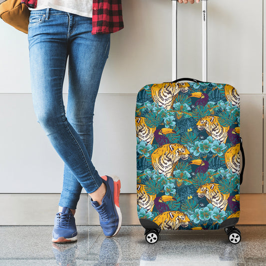 Tiger And Toucan Pattern Print Luggage Cover