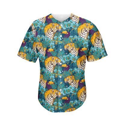 Tiger And Toucan Pattern Print Men's Baseball Jersey