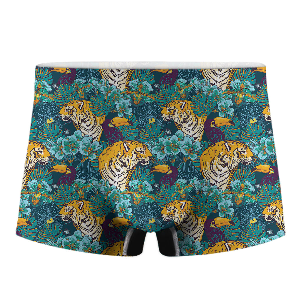 Tiger And Toucan Pattern Print Men's Boxer Briefs