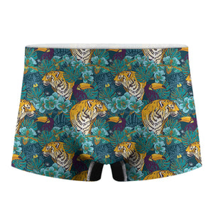 Tiger And Toucan Pattern Print Men's Boxer Briefs