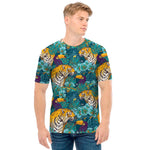 Tiger And Toucan Pattern Print Men's T-Shirt