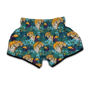 Tiger And Toucan Pattern Print Muay Thai Boxing Shorts