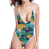 Tiger And Toucan Pattern Print One Piece High Cut Swimsuit