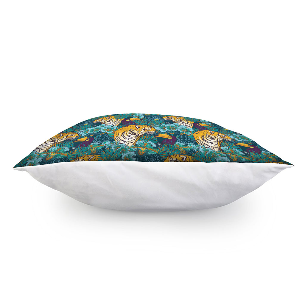 Tiger And Toucan Pattern Print Pillow Cover