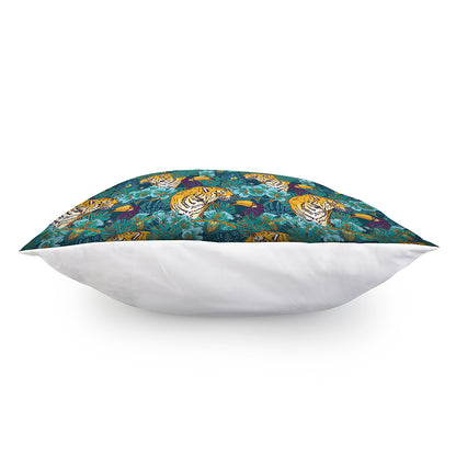 Tiger And Toucan Pattern Print Pillow Cover
