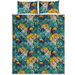 Tiger And Toucan Pattern Print Quilt Bed Set