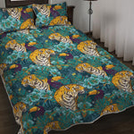 Tiger And Toucan Pattern Print Quilt Bed Set
