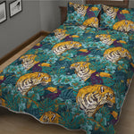 Tiger And Toucan Pattern Print Quilt Bed Set