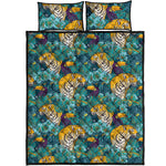 Tiger And Toucan Pattern Print Quilt Bed Set