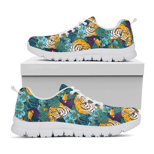 Tiger And Toucan Pattern Print White Sneakers