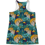 Tiger And Toucan Pattern Print Women's Racerback Tank Top