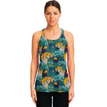 Tiger And Toucan Pattern Print Women's Racerback Tank Top
