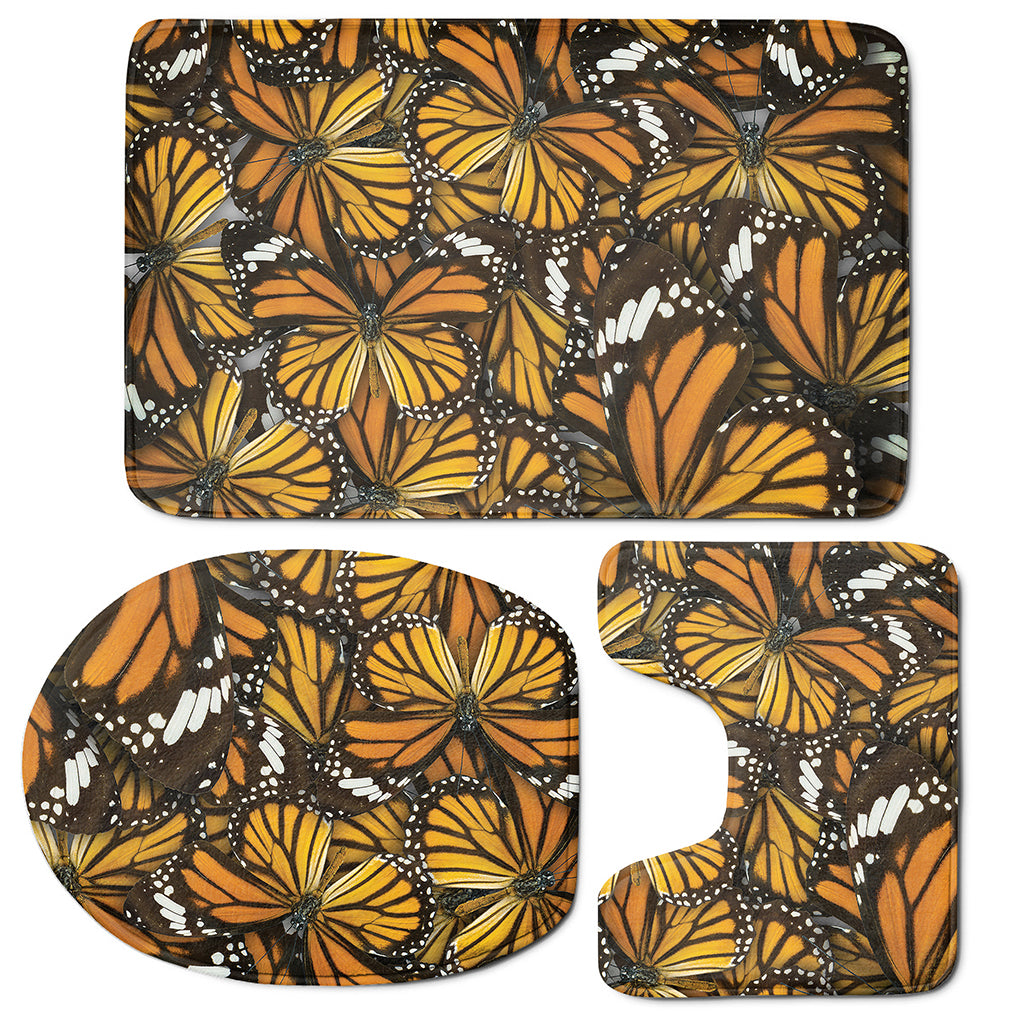 Tiger Monarch Butterfly Pattern Print 3 Piece Bath Mat Set