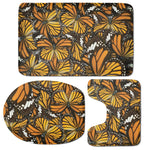Tiger Monarch Butterfly Pattern Print 3 Piece Bath Mat Set