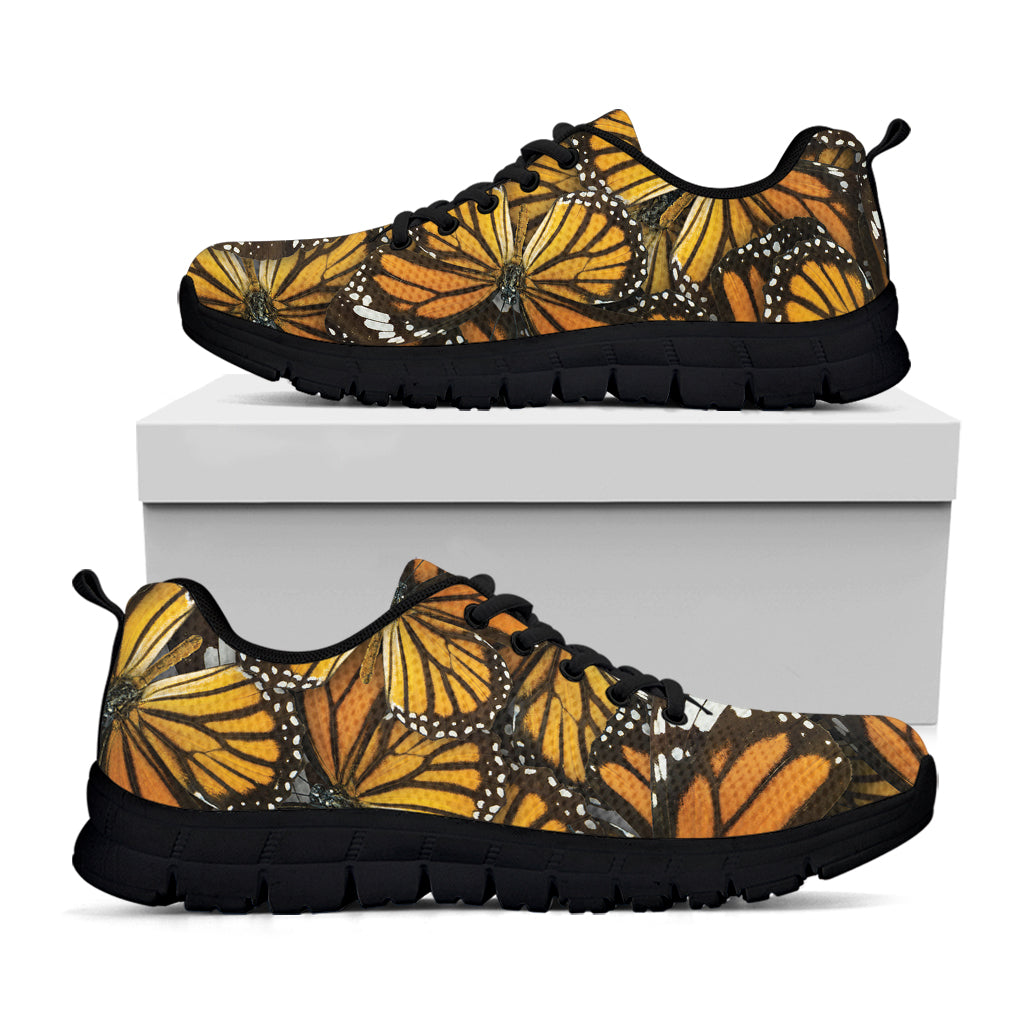 Tiger Monarch Butterfly Pattern Print Black Sneakers