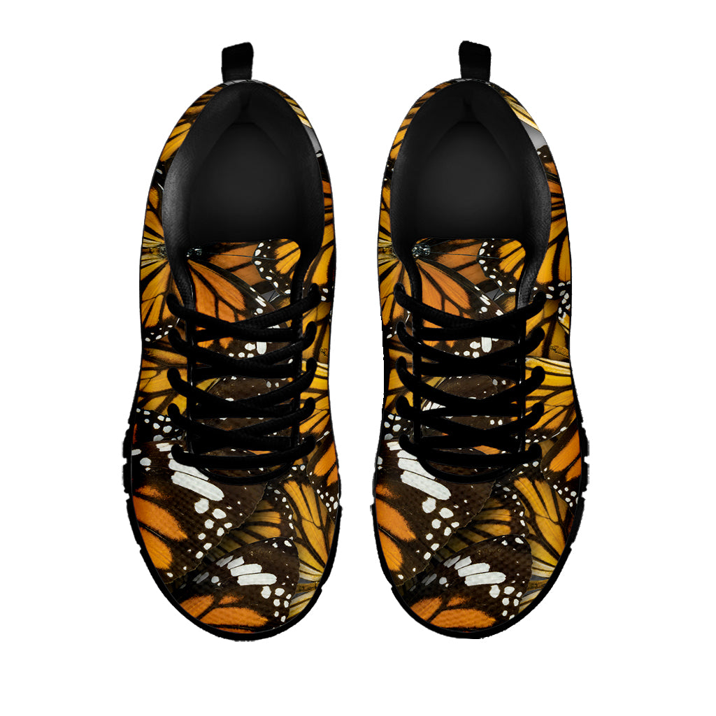 Tiger Monarch Butterfly Pattern Print Black Sneakers