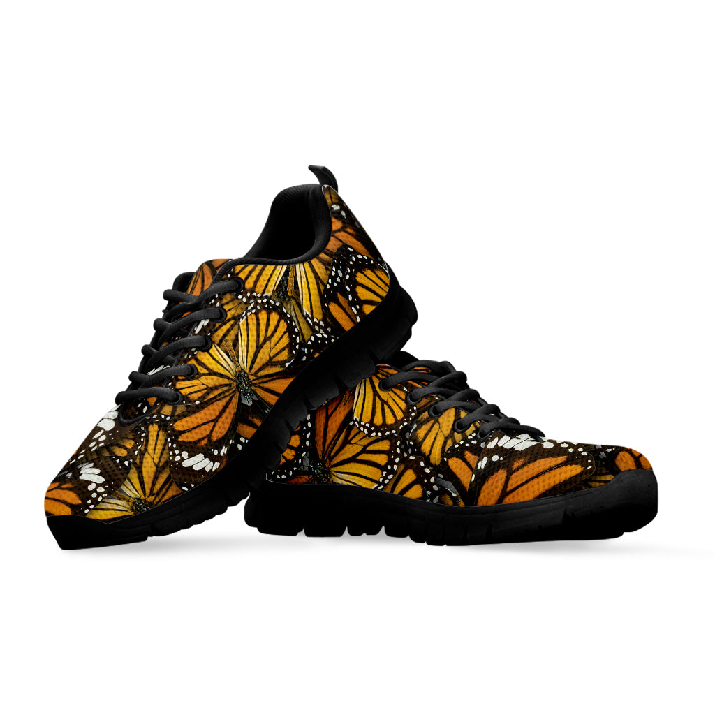 Tiger Monarch Butterfly Pattern Print Black Sneakers