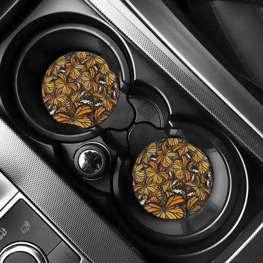 Tiger Monarch Butterfly Pattern Print Car Coasters